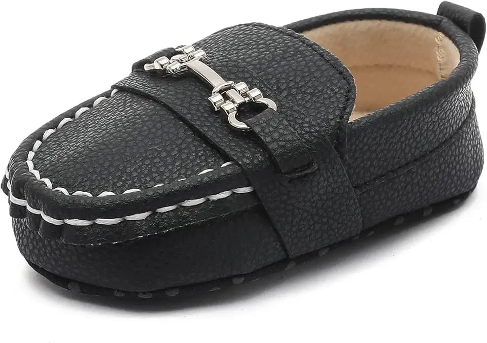 LONSOEN Baby Girls Boys Loafers Prewalker Dress Crib Shoes