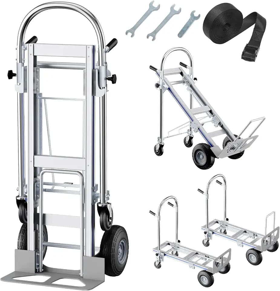 Hand Trucks Heavy Duty Aluminum Dolly Cart,Solid Wheels, 1000 Lbs Capacity