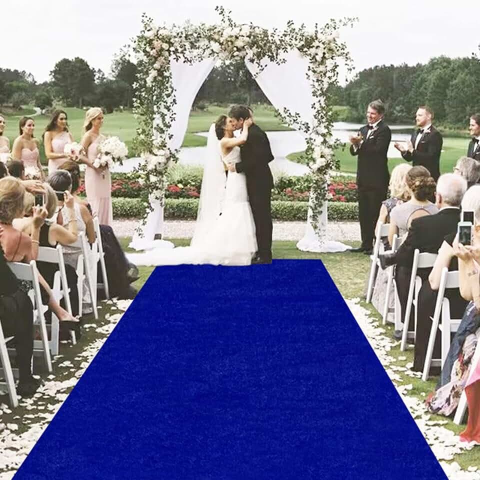 MODFUNS Aisle Runner for Wedding Ceremony Royal Blue Velvet Carpet Aisle Runners 5x20FT Rustic Runner Rug Indoor Outdoor Wedding Carpet Romantic Hallway Rug for Reception Stage Prom Supplies