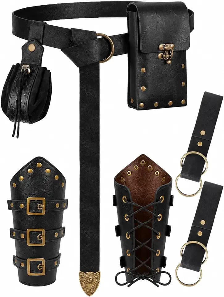Renaissance Medieval Belt with Bracers - Renaissance Accessories Set