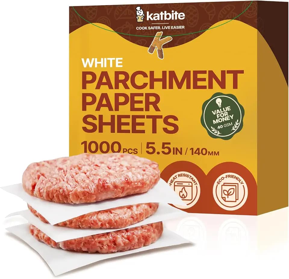 Katbite 1000 Pcs Burger Patty Paper Squares, 5.5x5.5 Inch, Non-Stick