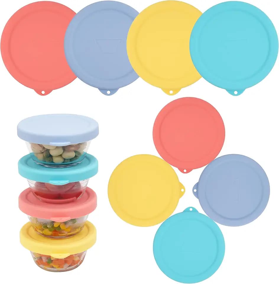8 Packs Silicone Replacement Lids for Pyrex and Anchor Hocking Glass Custard Cups 6oz, Prepware Dessert Cup Cover, Silicone Lids for Food Storage, Dishwasher Safe (Lids Only)