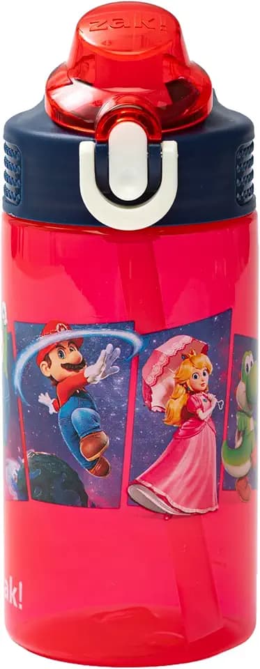 Zak Designs Super Mario Galaxy Sage 16oz Leak-Proof Straw Kids Water Bottle
