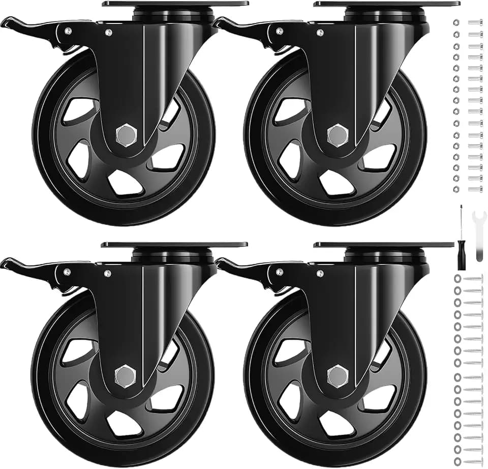4 Inch Caster Wheels Heavy Duty Locking Casters with Brakes 4 Pack