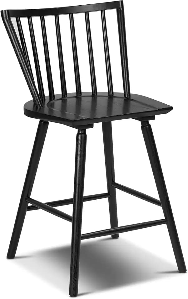 Poly & BARK Talia Counter Stool in Black with Curved Modern Silhouette, Comfortable Seat, and Clean Design for Kitchen Islands