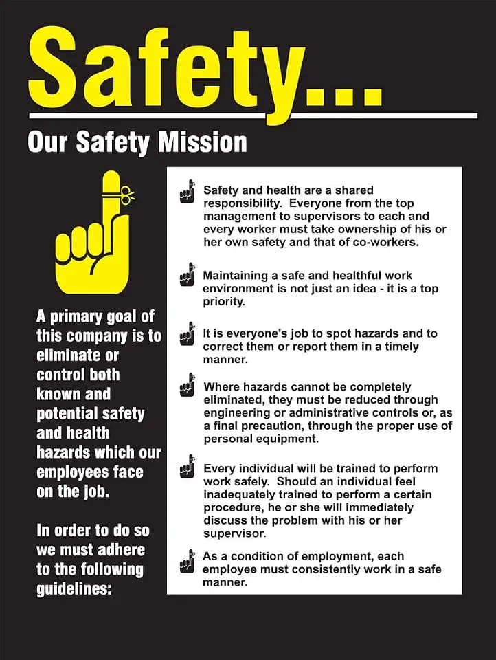Safety Posters: "Our Safety Mission" Laminated Poster, 22" x 17"