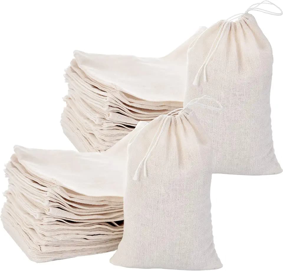 Tatuo 200 Pack Muslin Bags with Drawstring, 4 x 6 Inch