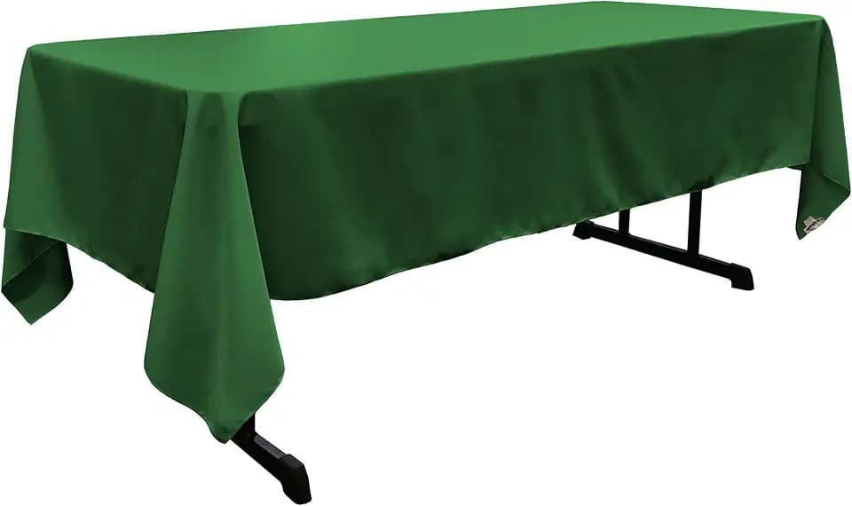 LA Linen Polyester Poplin Washable Rectangular Tablecloth, Stain and Wrinkle Resistant Table Cover 60x126, Fabric Table Cloth for Dinning, Kitchen, Party, Holiday 60 by 126-Inch, Emerald Green