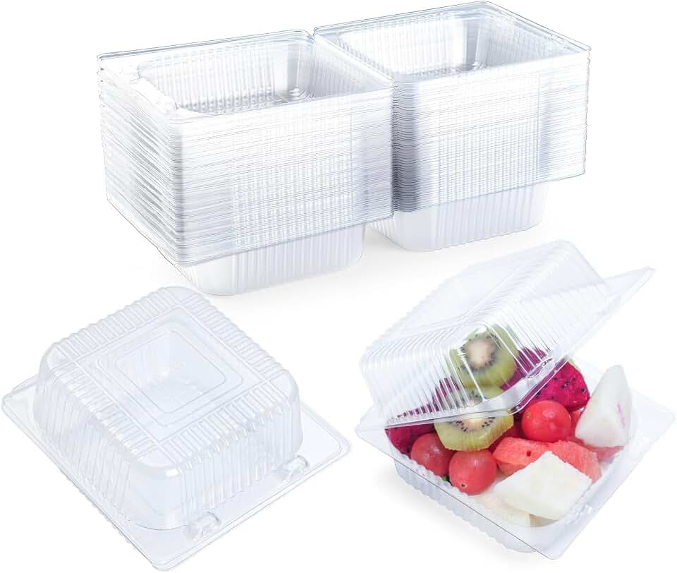 Evnlo 50 Count Heavy Duty Clear Clamshell Food Containers Hinged with Lids