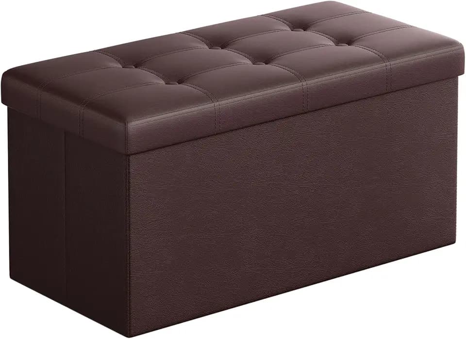 SONGMICS Storage Ottoman Bench, 30 Inches Folding Foot Rest Stool