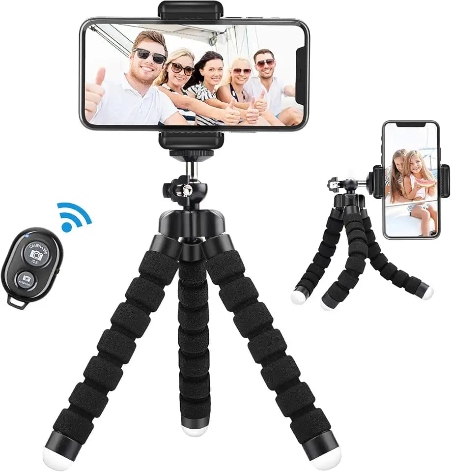 Lidasen Oktopus Handy Stativ, Flexibler Mini Stativhalter mit Bluetooth Fernbedienung, Tragbare Reise Kamera Handyhalterung Ständer, Mobiltelefon Selfie Tripod für iPhone/Android, GoPro, 4-8" Device