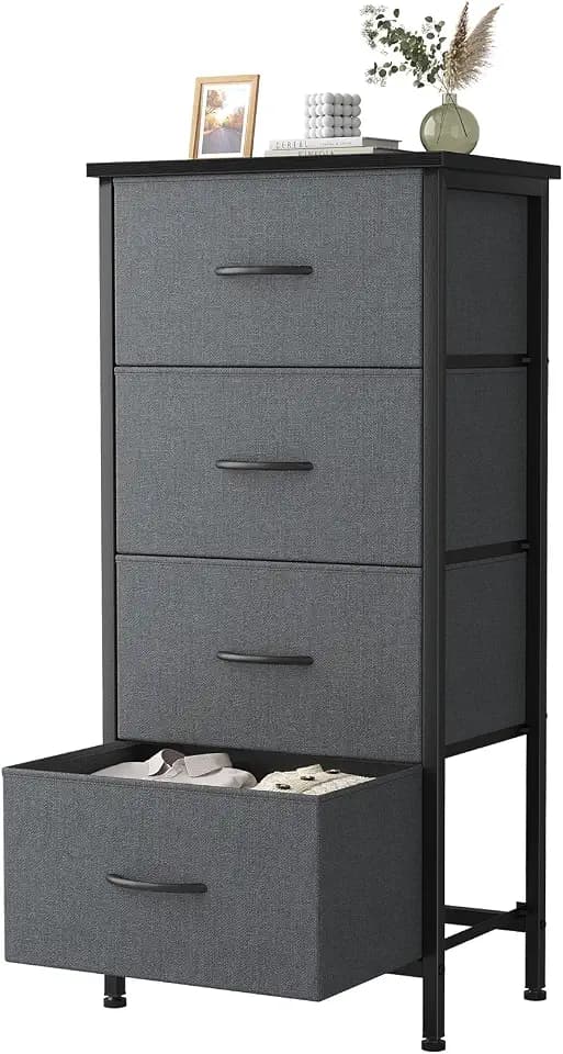 Sweetcrispy Dresser for Bedroom, 4 Drawer Storage Cabinet, Tall Nightstand