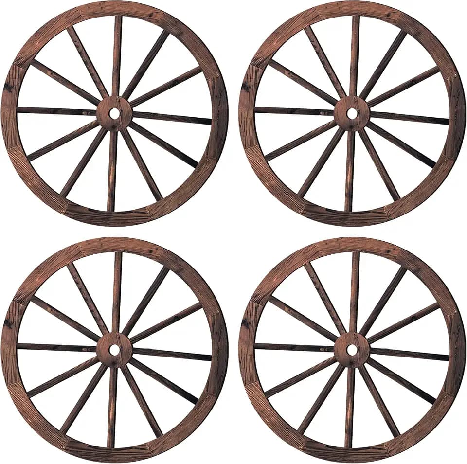 Qunclay Wagon Wheel Decorative Rustic Wall Decor, 17.7 Inch