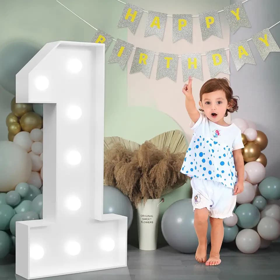 3FT Marquee Numbers 1, Large Light up Numbers for 1st Birthday Decorations