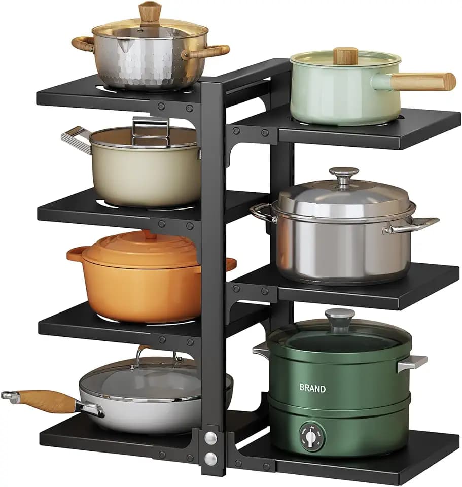 Pots and Pans Organizer for Cabinet, Heavy Duty Pot Pan Rack under Sink Organizers and Storage,Kitchen Cabinet Organizer with 7 Tiers