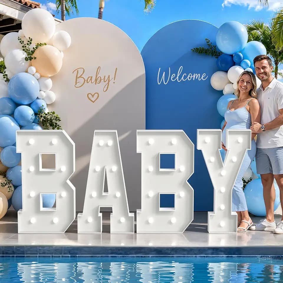 Imprsv Baby Letters For Baby Shower 3FT Marquee Letters Light Up Decoration
