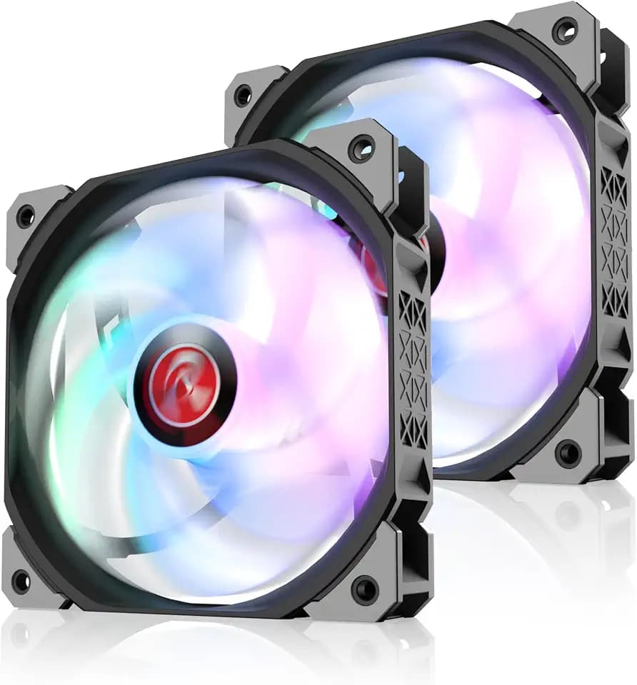 RAIJINTEK AGERAS 12 ARGB-2 12025 PWM Lüfter, 5V Addressable RGB PC-Lüfter mit Hydrauliklager & Anti-Vibrationspads, 2er-Pack