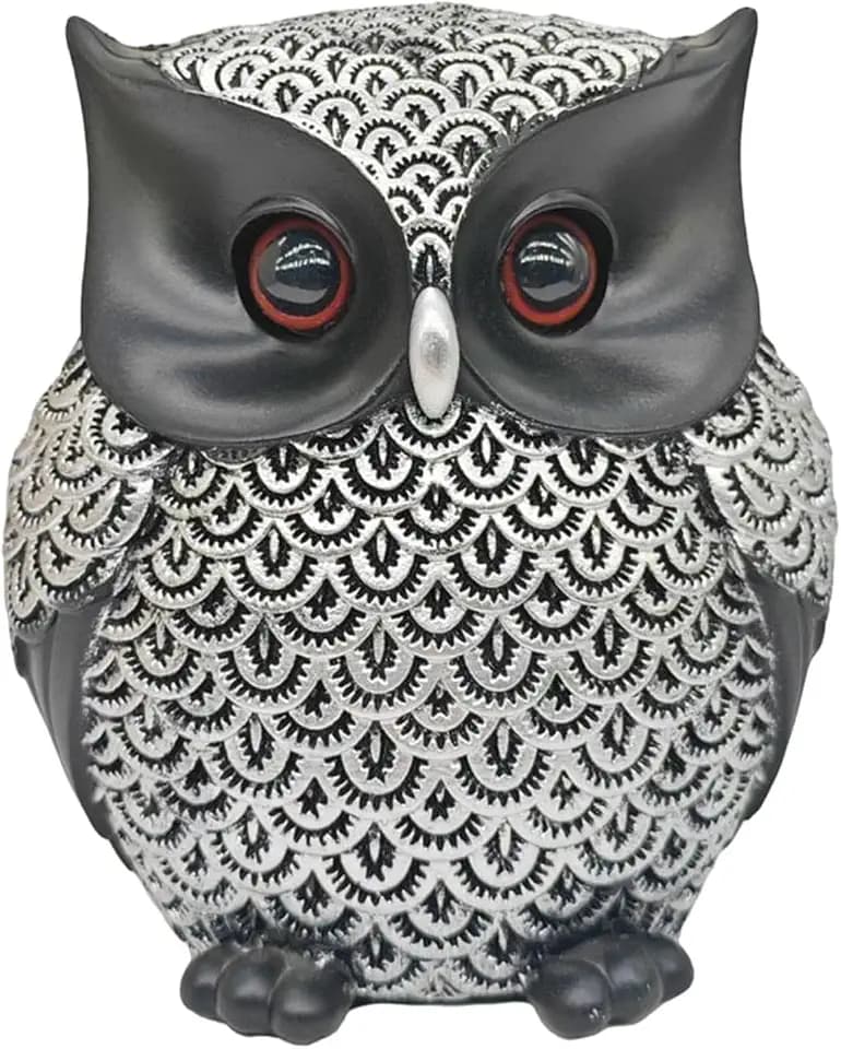 Owl Figurine Resin Owl Statue Animal Bird Sculpture Decorative Bird Desktop Ornament for Living Room Hallway Room Table Home Decor - Black