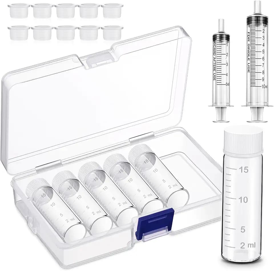 Baderke 6 Pcs Travel Liquid Medicine Bottles with Syringes, Clear, 15 ml