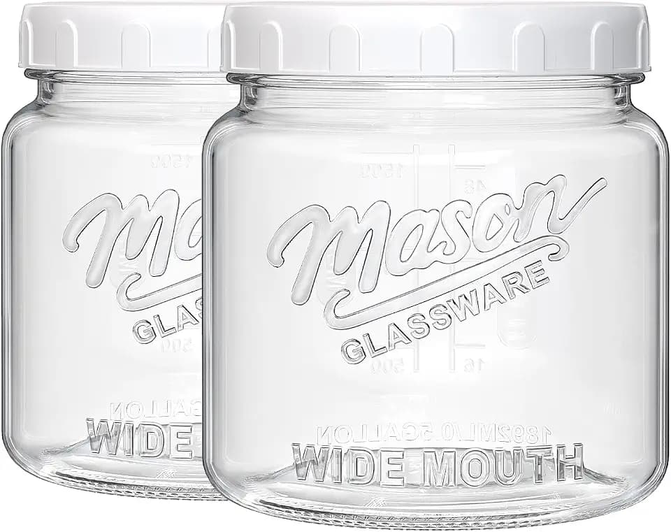 Half Gallon Glass Jar with Lid, 64 Oz Mason Jar for Pantry Storage