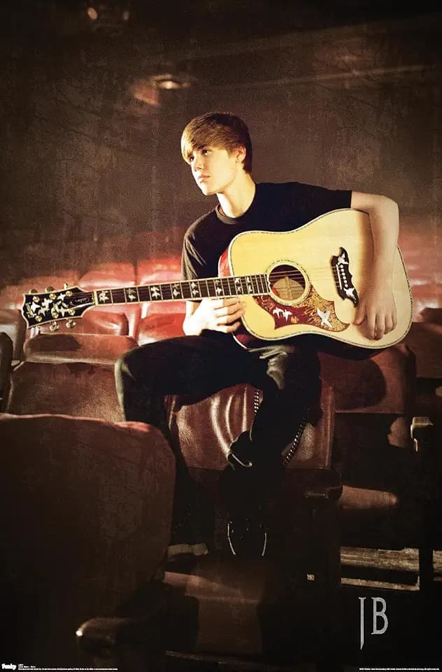 Trends International Justin Bieber - Guitar Wall Poster, 22.375" x 34", Premium Unframed Version