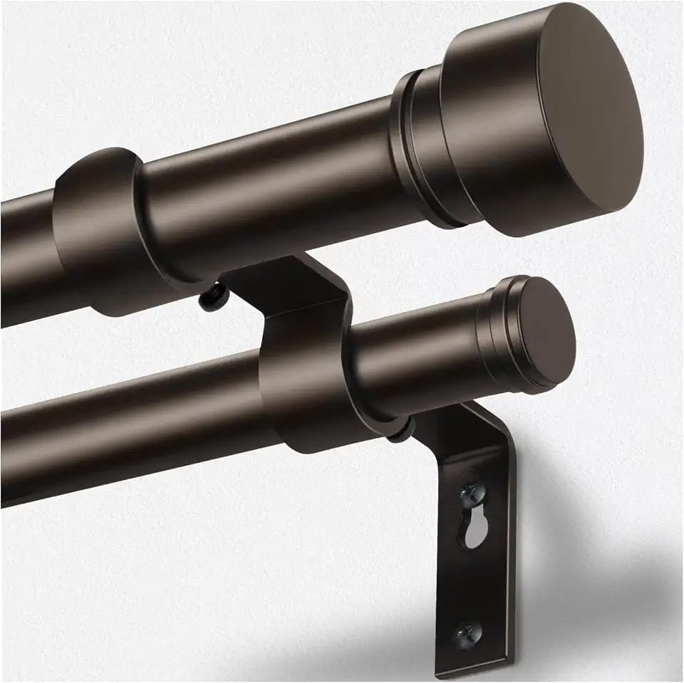 TONIAL Bronze Double Curtain Rods for Windows, 72-150 Inch, Simple Finials