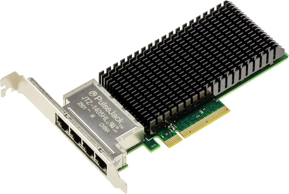 KALEA-INFORMATIQUE PCIe Gen 4.0 x8 Quad-LAN-Netzwerkcontroller-Karte mit 4 RJ45-Ethernet-Anschlüssen (10G, 5G, 2,5G, 1G) und Intel E610-XT4-Chipsatz in 7-nm-Technologie