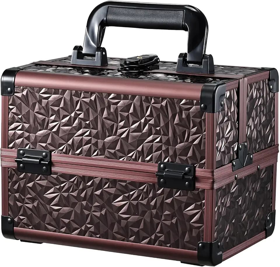 Joligrace Makeup Case Organizer Makeup Box Cosmetic Train Case with Mirror