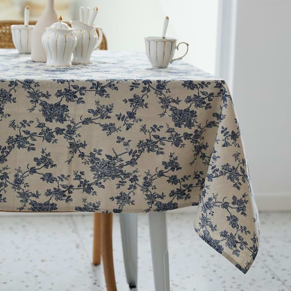 YiHomer Pastoral Rectangle Table Cloth 100% Polyester Fabric 52 x 70 Inch