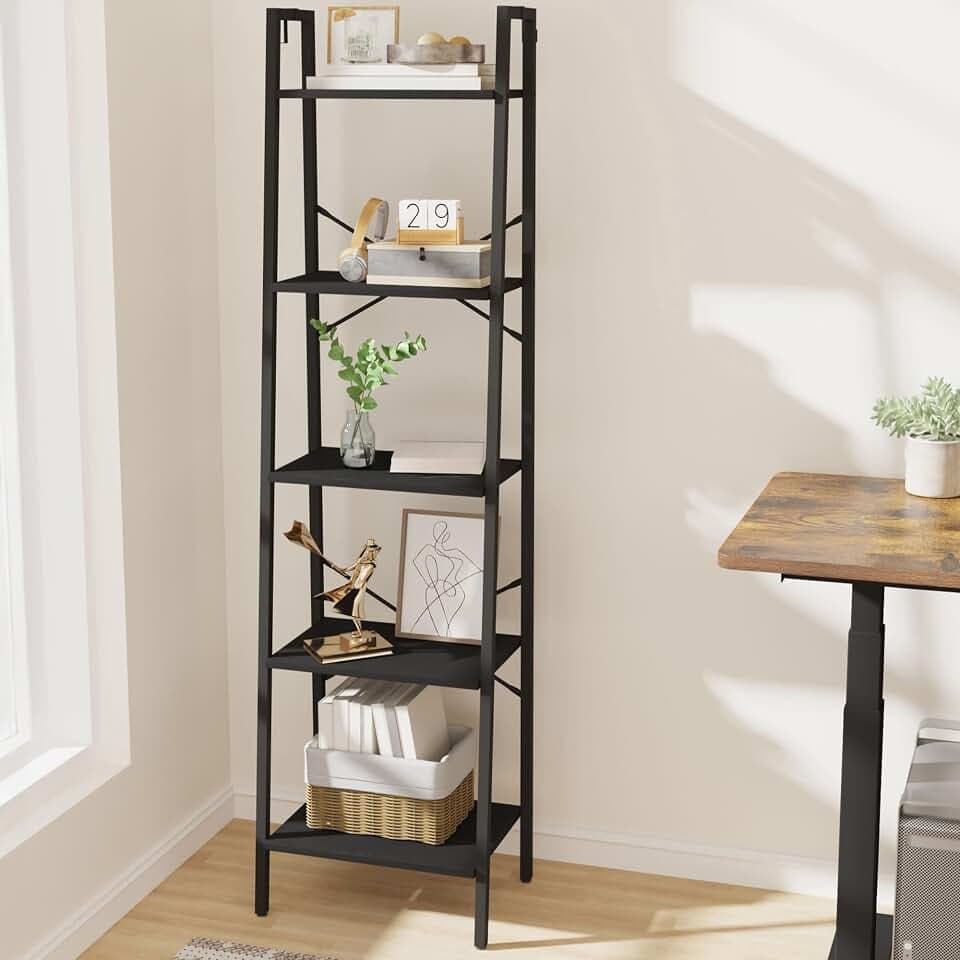 Hzuaneri Ladder Shelf, Bookshelf, Freestanding Corner Storage Shelf