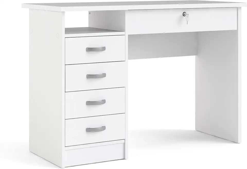 Tvilum Desk with 5 Drawers, White