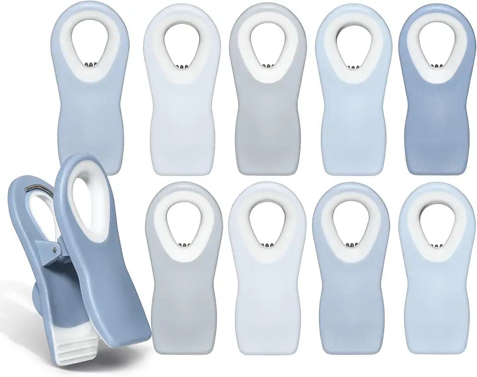 COOK WITH COLOR Bag Clips with Magnet - Food, Chip, Bag Clips for Food Storage with Airtight Seal Grip for Bread, Snack and Food (Blue and Grey, Pack of 10)