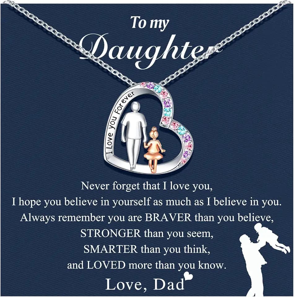 UNGENT THEM To My Daughter Heart Necklace Daughter Gifts from Dad