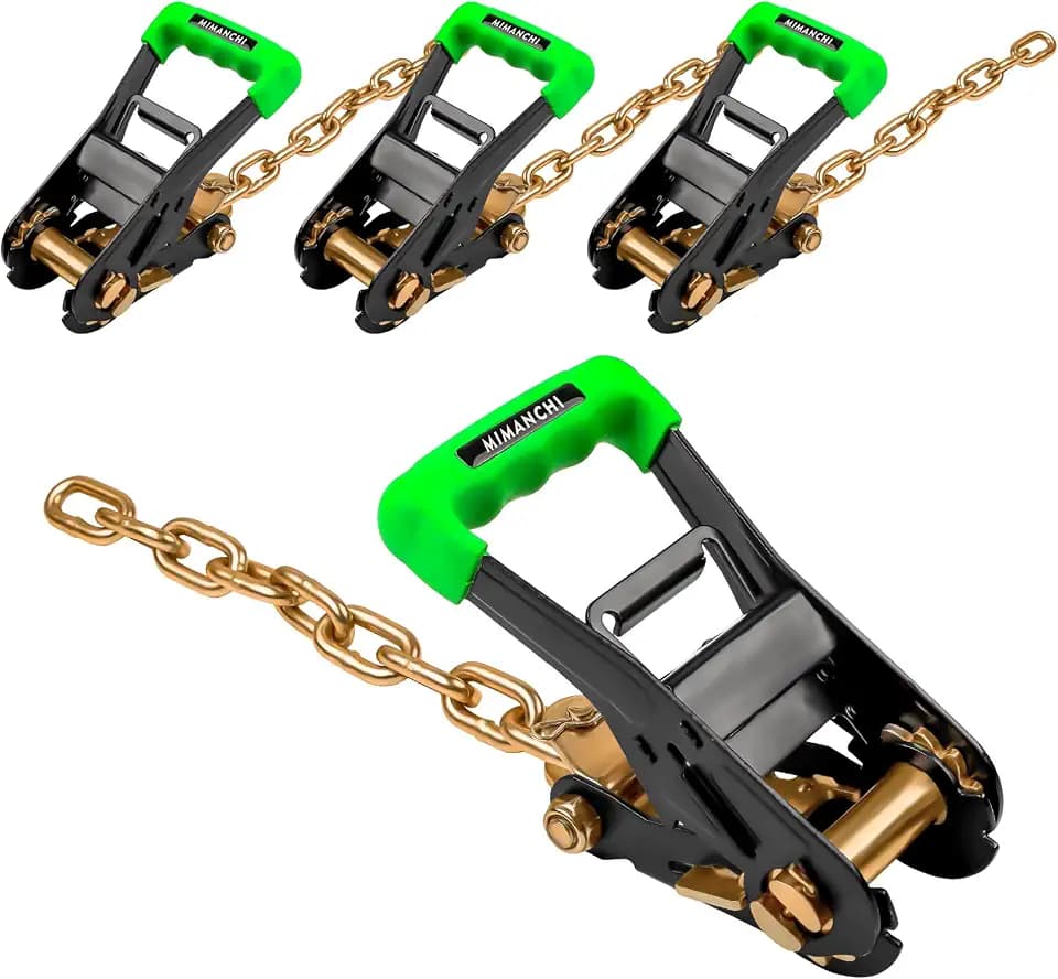 2" Ratchet Buckle, 4 Pack, G70 Chain Extension Ends, 4,400lb WLL
