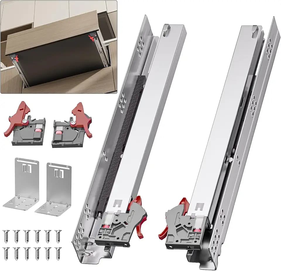 21” Undermount Drawer Slides Soft Close 100 lbs with Bracket 1 Pair
