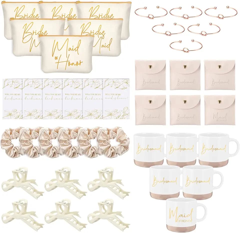 Didaey 42 Pcs 6 Sets Bridesmaid Proposal Gifts for Bridal Party, Champagne