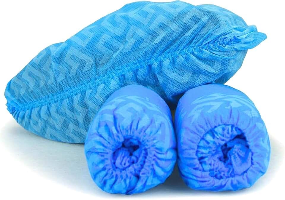 G & F Products Disposable Shoe Covers, Slip-Resistant Booties, Heavy-Duty Non-Woven, Elastic Band, Non-Slip Silicone Sole, Blue, Fits up to 11 US Men & 13 US Women, Large, 100 Pcs (50 Pairs)