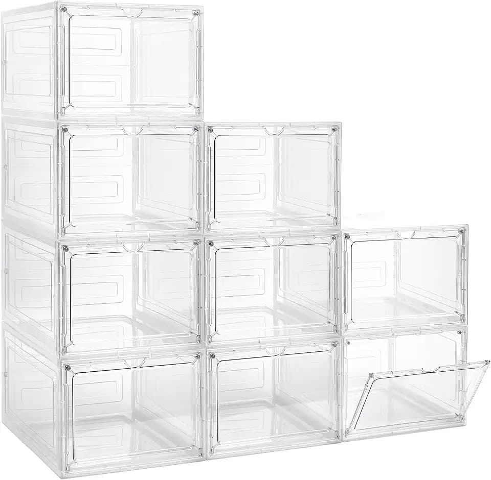 LXLXXL 9 Pack Storage Bins with Lids, 19 Qt Stackable Clear Storage Box