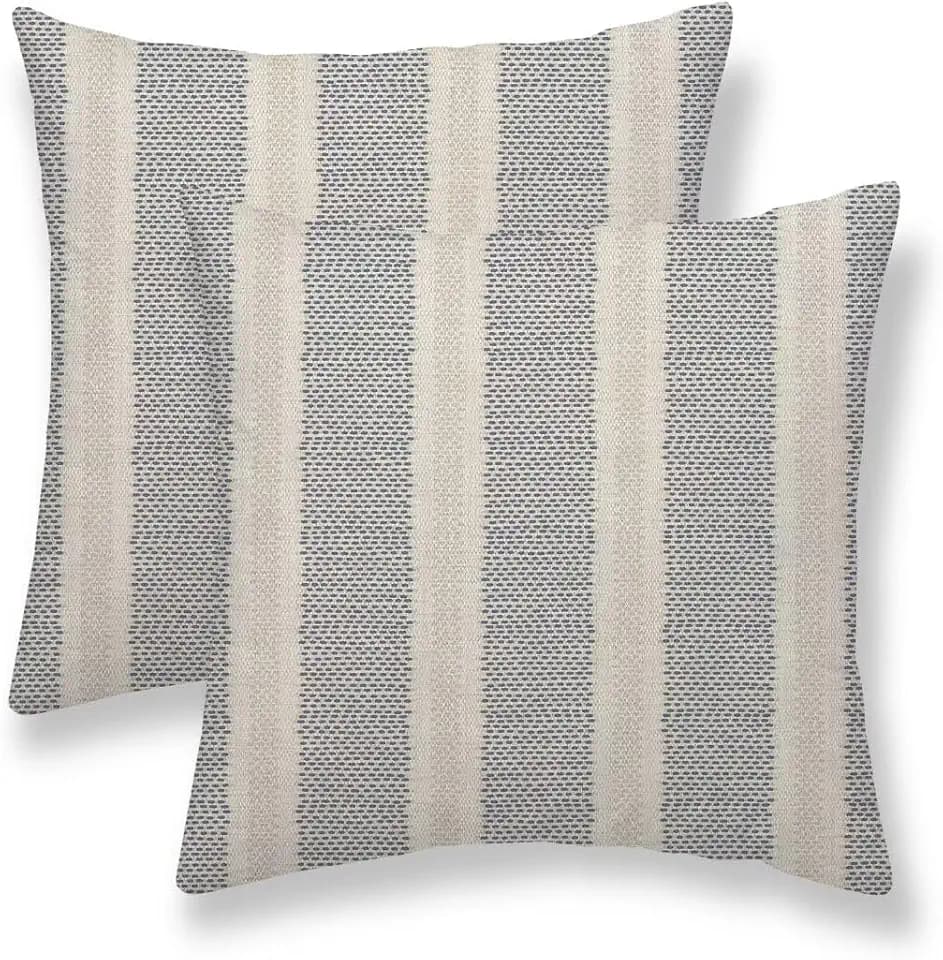 Light Blue Polka Dot Pillow Covers 18 x 18 Inch Set of 2 Boho Striped Decorative Outdoor Throw Pillow Covers Linen Modern Geometry Cushion Cases for Home Sofa Couch Living Room Decor