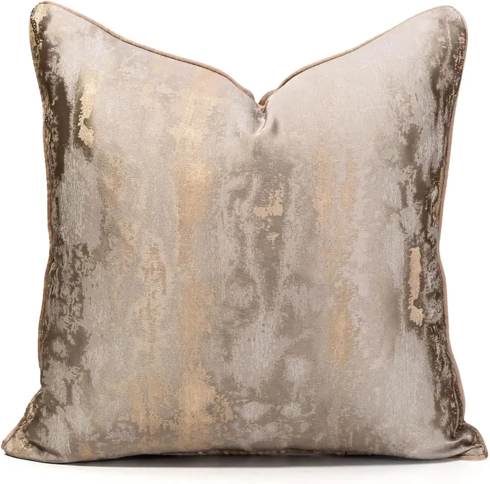 vctops Gold Decorative Luxurious Throw Pillow Covers Jacquard Square Cushion Cases Pillowcase for Bed Sofa Couch Chair Car Home Decor (Gold E,20"x20")