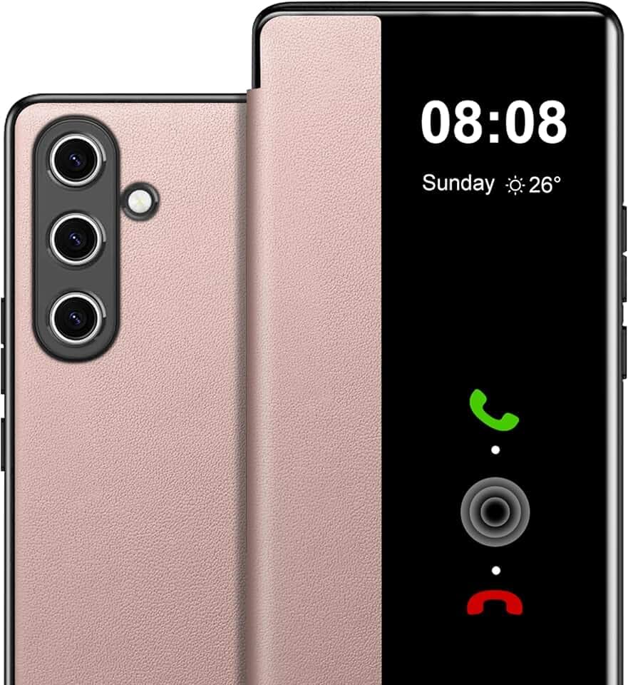 Schutzhülle für Samsung A56, Klappetui, für Samsung Galaxy A56, 5G, Flip Folio Clear View Cover, dünn, 360 Full Body stoßfest, Schutzhülle 5G/6,7 Zoll (Roségold)