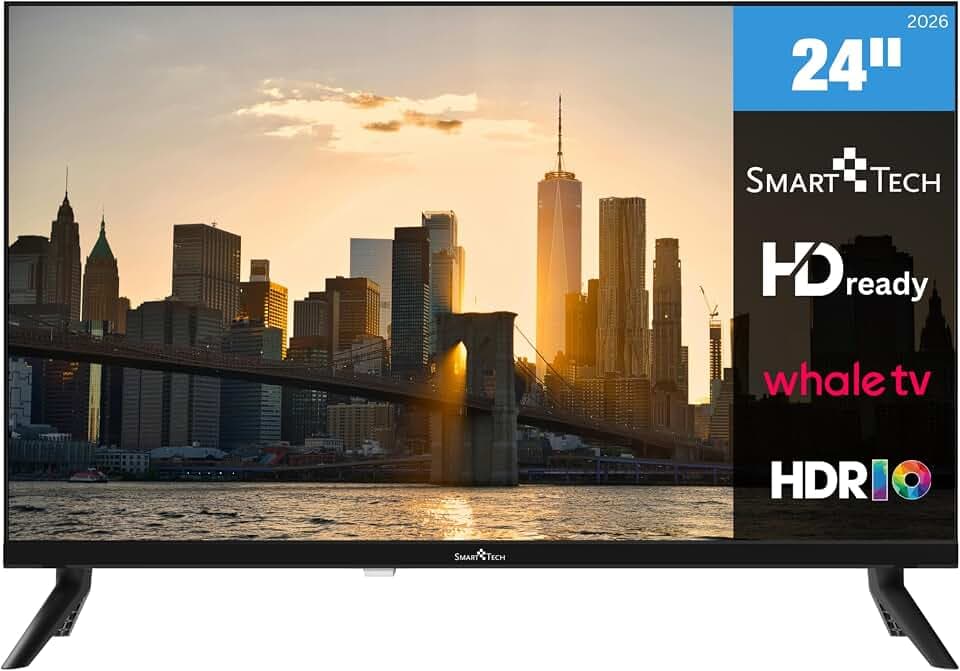 Smart Tech 24HH01V Fernseher 24 Zoll Smart TV - HD mit HDR, Bluetooth und Triple-Tuner, Whale TV, 3X HDMI, 2X USB (2026)