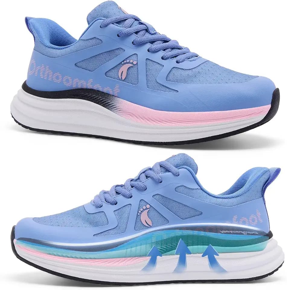 Women's Orthopedic Road Running Shoes: Comfortable Arch Support Plantar Fasciitis Flat Feet Orthotic Sports Sneakers, Casual Cushion Tennis Walking Shoes for Foot and Heel Pain Relief