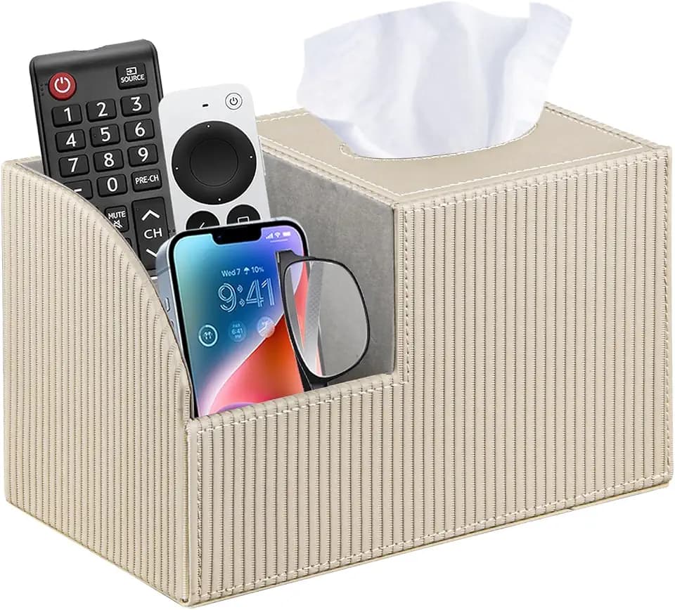 PU Leather Square Tissue Box Cover - Multi-Functional Tissue Box Holder