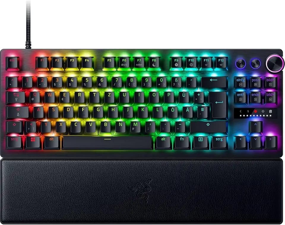 Razer Huntsman V3 Pro Tenkeyless - Analoge optische TKL E-Sport PC Gaming-Tastatur ohne Ziffernblock - Snap Tap - Rapid Trigger - Digitaler Drehregler & Steuerungstaste - QWERTZ DE-Layout | Schwarz