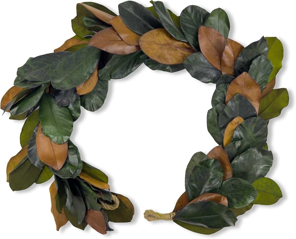 Shine Company 5.5' Real Preserved Magnolia Leaf Garland (Set of 2)