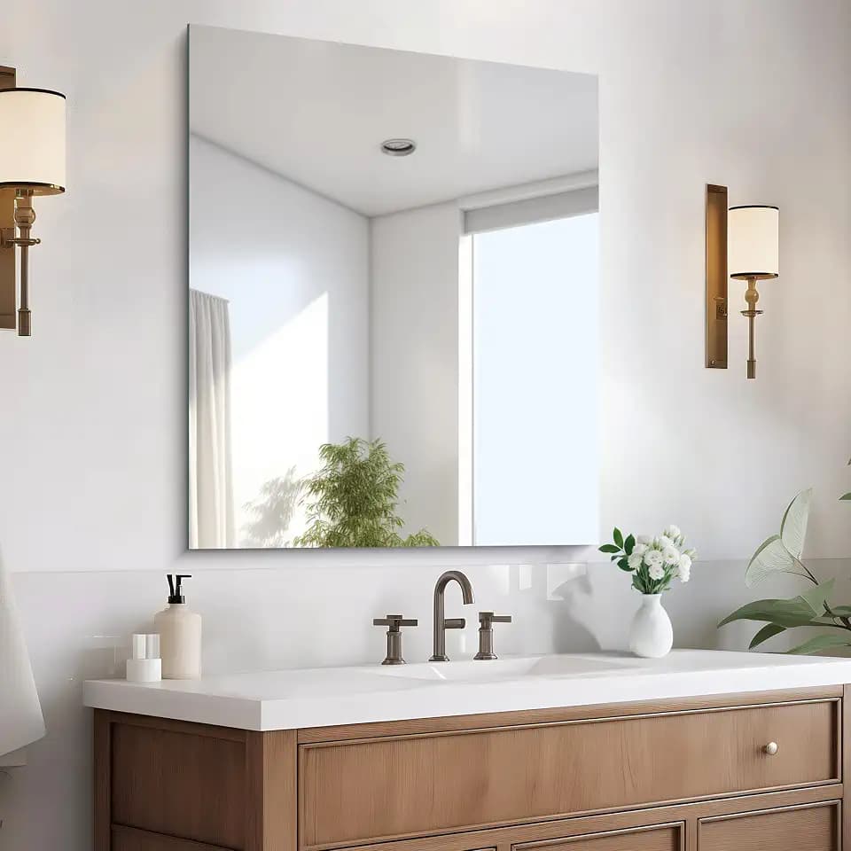 CILIBER Frameless Mirror, 30x36 Mirrors for Wall, Rectangle Bathroom Mirror for Over Sink, Frameless Vanity Mirror with Polished Edge, 3mm Tempered Glass, Hangs Horizontally or Vertically