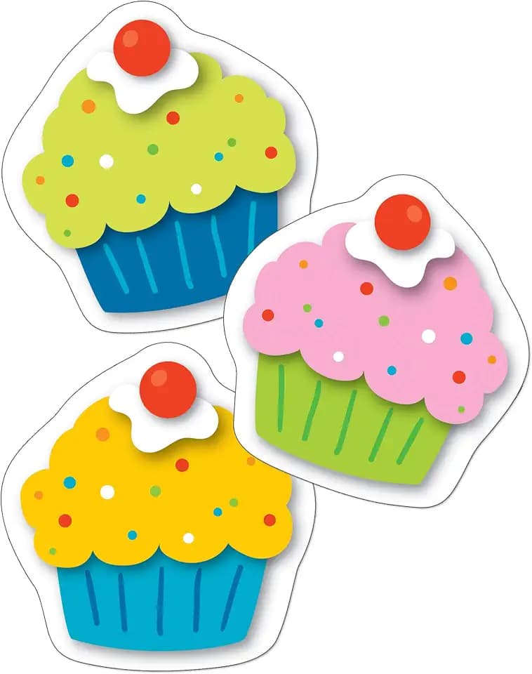 Carson Dellosa 36-Piece Cupcake Birthday Decorations Classroom Cutouts