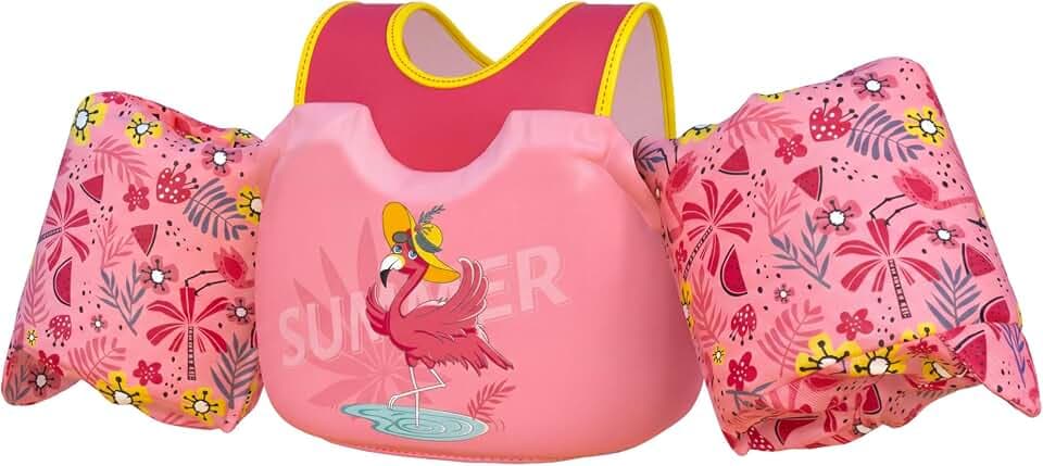 Dark Lightning Toddler Swim Vest for Kids Ages 2-7, Kids Pool Floaties with Arm Wings, USCG Approved Life Jacket for Boys Girls, 33-55 lbs