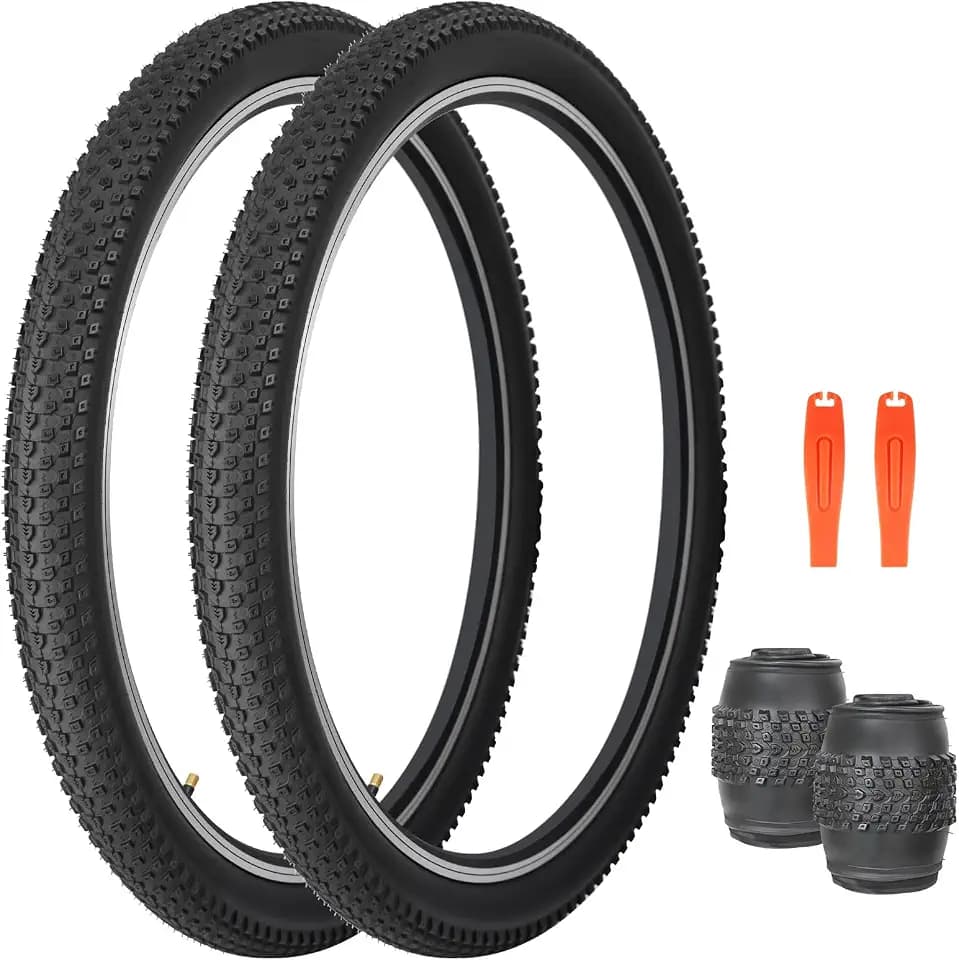 Bike TIre 24/26/27.5/29 x 2.125 inch 2 Pack Replacement Anti-Slip Foldable Tire for Mountain Bike Cruiser Kids Bicycle